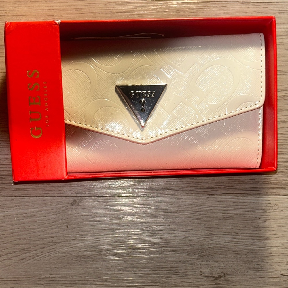 New Beige Guess Wallet Clutch Coin Purse Card Holder Stone Lathan MX860151